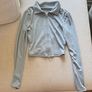 SHEIN Blue Women's Zip-Up Top